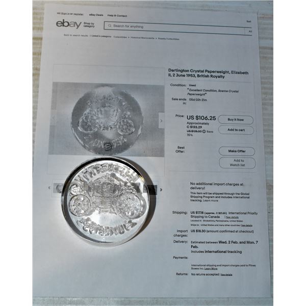 VINTAGE DARTINGTON LEAD CRYSTAL GLASS PAPERWEIGHT