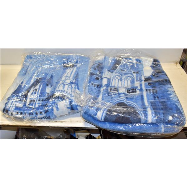 SET OF 2 WALT DISNEY CASTLE BLUE & WHITE
