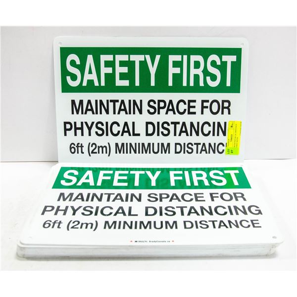 STACK WITH PHYSICAL DISTANCE SAFTEY FIRST SIGNS