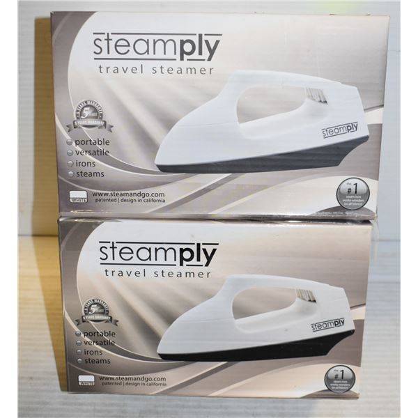 PAIR OF NEW WHITE STEAMPLY TRAVEL STEAMERS