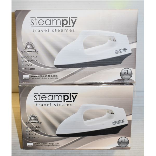 PAIR OF NEW WHITE STEAMPLY TRAVEL STEAMERS