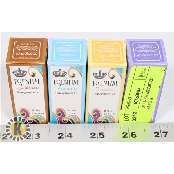 BUNDLE OF 4 NEW ASSORTED ESSENTIAL OILS