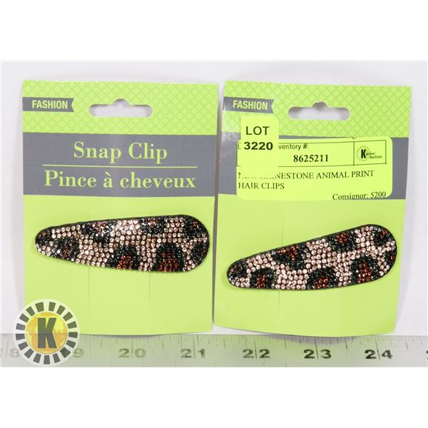 NEW RHINESTONE ANIMAL PRINT HAIR CLIPS
