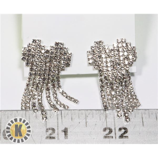 NEW HEART SHAPED RHINESTONE "WATERFALL" EARRINGS