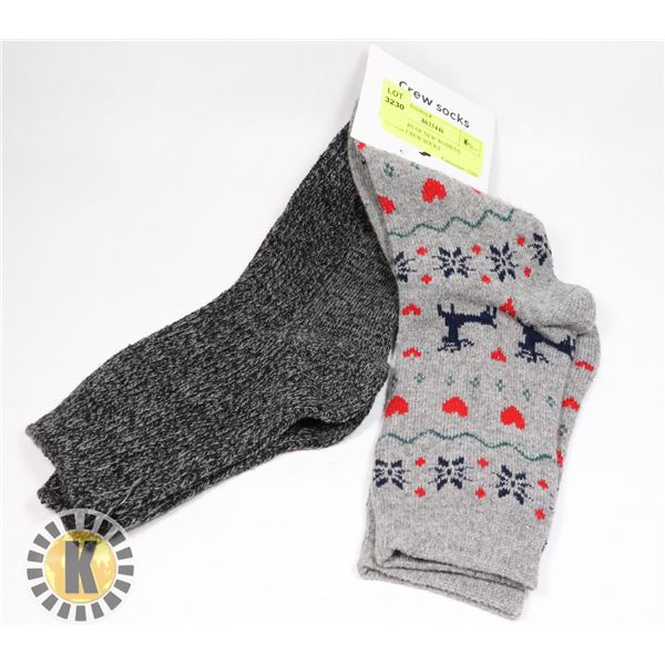 TWO PAIRS OF NEW WOMENS WINTER CREW SOCKS