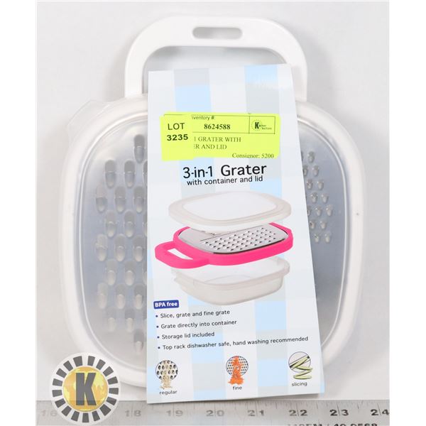 NEW 3-IN-1 GRATER WITH CONTAINER AND LID