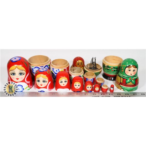 TWO NESTING DOLL SETS (ONE IS RATTLE)