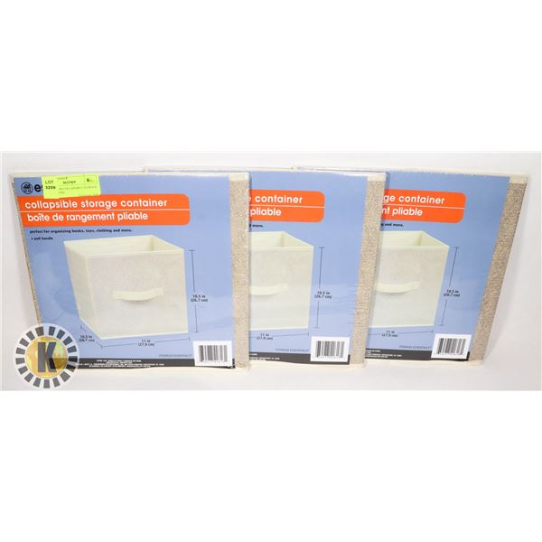 THREE NEW COLLAPSIBLE STORAGE CONTAINERS