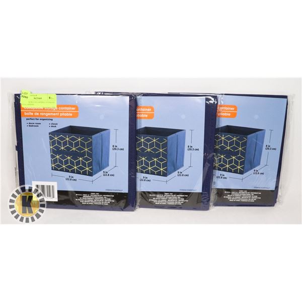 THREE NEW COLLAPSIBLE STORAGE CONTAINERS