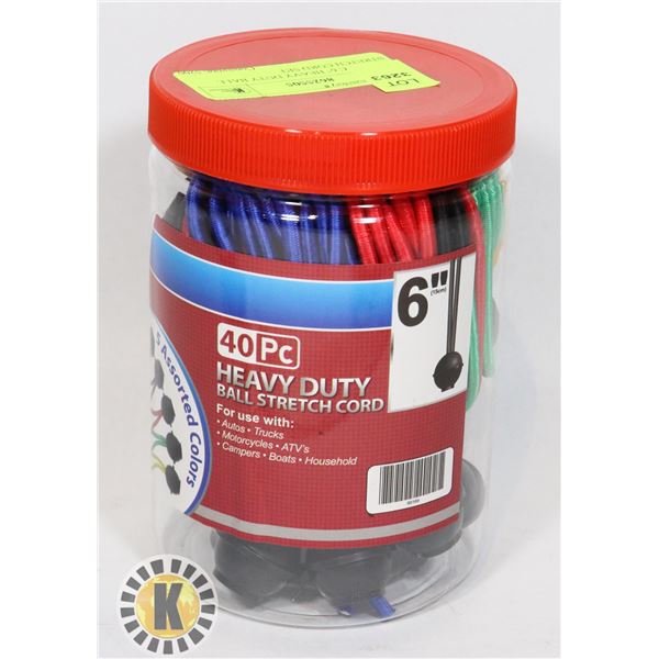 NEW 40PC 6" HEAVY DUTY BALL STRETCH CORD SET