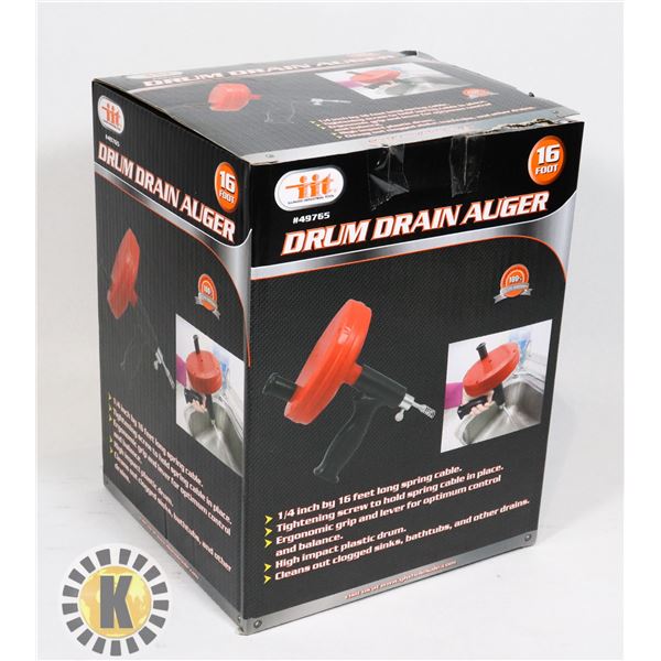 NEW 16 FOOT DRUM DRAIN AUGER