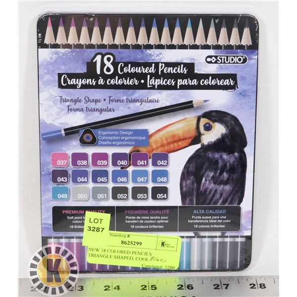 NEW 18 COLORED PENCILS TRIANGLE SHAPED. COOL