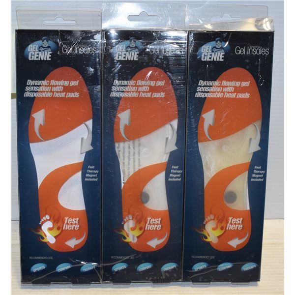 3 PAIRS OF SIZE M  6 -8.5 GEL GENIE GEL INSOLES