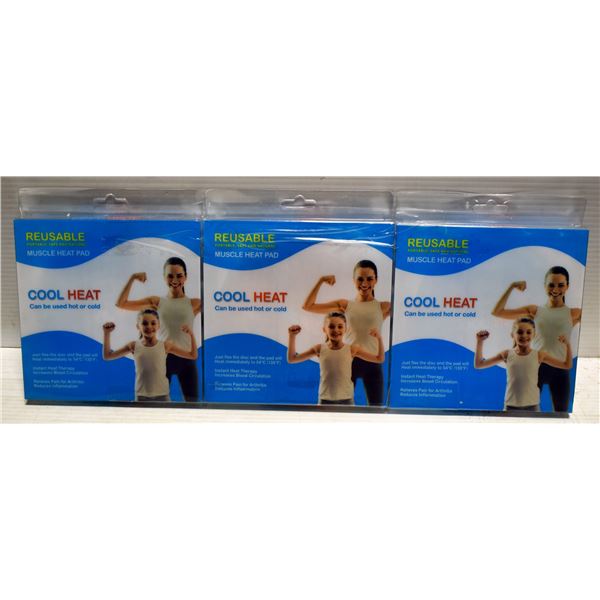 3 REUSABLE COOL HEAT MUSCLE HEAT / COOLING PADS