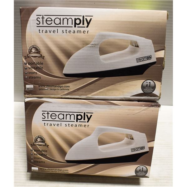 PAIR OF NEW WHITE STEAMPLY TRAVEL STEAMERS