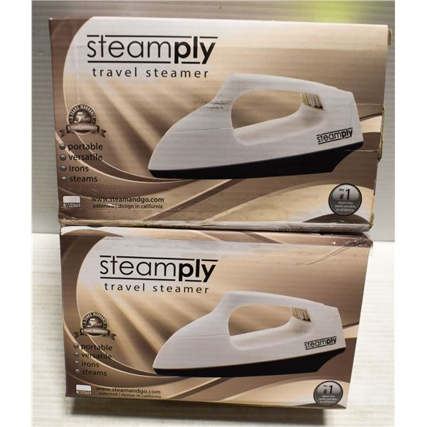 PAIR OF NEW WHITE STEAMPLY TRAVEL STEAMERS
