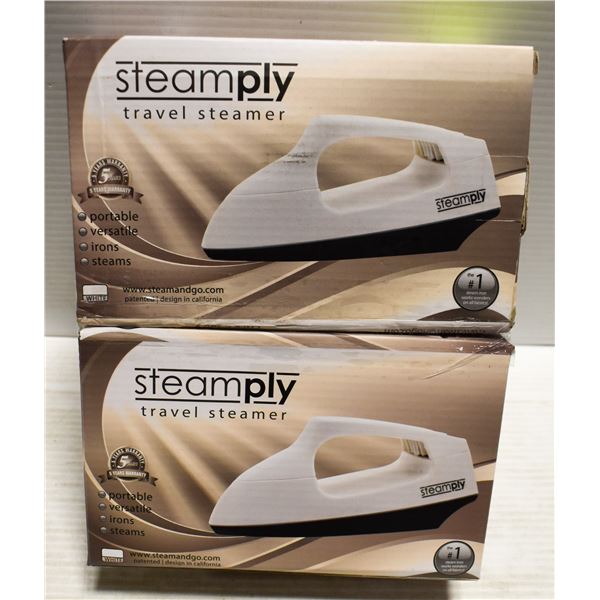 PAIR OF NEW WHITE STEAMPLY TRAVEL STEAMERS