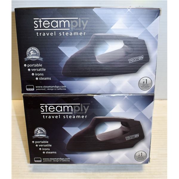 PAIR OF NEW BLACK STEAMPLY TRAVEL STEAMERS