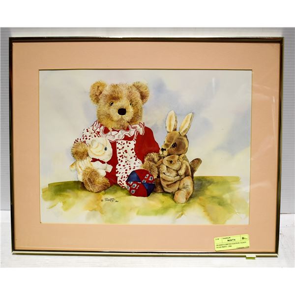 FRAMED LIMITED EDITION TEDDY BEAR PRINT- 1984