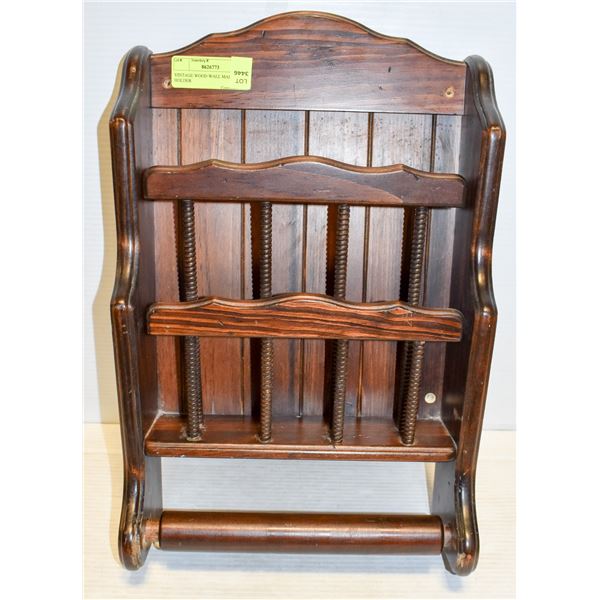 VINTAGE WOOD WALL MAIL HOLDER