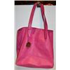 Image 1 : HOT PINK CARLA DONELLI LEATHER TOTE BAG- 17 X 14