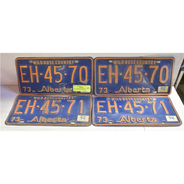 1973 VINTAGE LICENSE PLATES- SET OF 4-