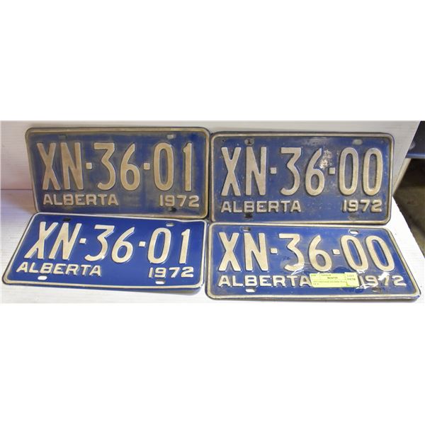 1972 VINTAGE LICENSE PLATES- SET OF 4-