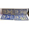 Image 1 : 1972 VINTAGE LICENSE PLATES- SET OF 4-