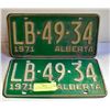 Image 1 : 1971 VINTAGE LICENSE PLATES- SET OF 2