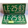 Image 1 : 1971 VINTAGE LICENSE PLATES- SET OF 2