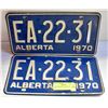 Image 1 : 1970 VINTAGE LICENSE PLATES- SET OF 2