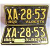 Image 1 : 1969 VINTAGE LICENSE PLATES- SET OF 2