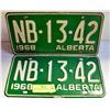 Image 1 : 1968 VINTAGE LICENSE PLATES- SET OF 2