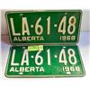 Image 1 : 1968 VINTAGE LICENSE PLATES- SET OF 2