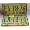 Image 1 : 1967 VINTAGE LICENSE PLATES- SET OF 2