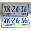 Image 1 : 1966 VINTAGE LICENSE PLATES- SET OF 2