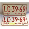 Image 1 : 1965 VINTAGE LICENSE PLATES- SET OF 2