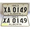 Image 1 : 1963 VINTAGE LICENSE PLATES- SET OF 2