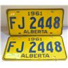 Image 1 : 1961 VINTAGE LICENSE PLATES- SET OF 2