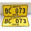 Image 1 : 1958 VINTAGE LICENSE PLATES- SET OF 2