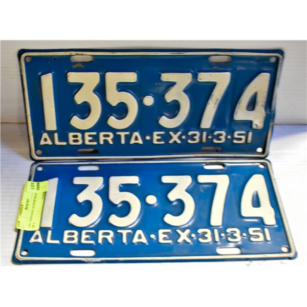 1951 VINTAGE LICENSE PLATES- SET OF 2