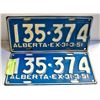 Image 1 : 1951 VINTAGE LICENSE PLATES- SET OF 2