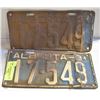 Image 1 : 1931 ANTIQUE LICENSE PLATES- SET OF 2