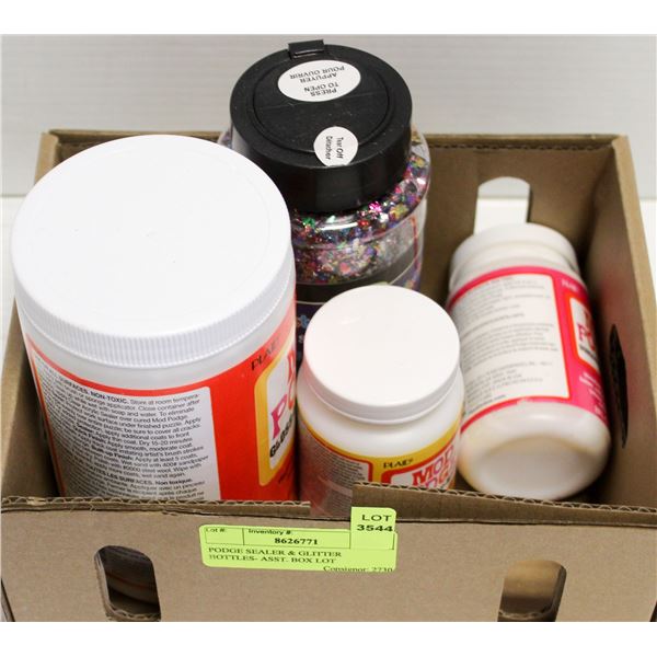 PODGE SEALER & GLITTER BOTTLES- ASST. BOX LOT