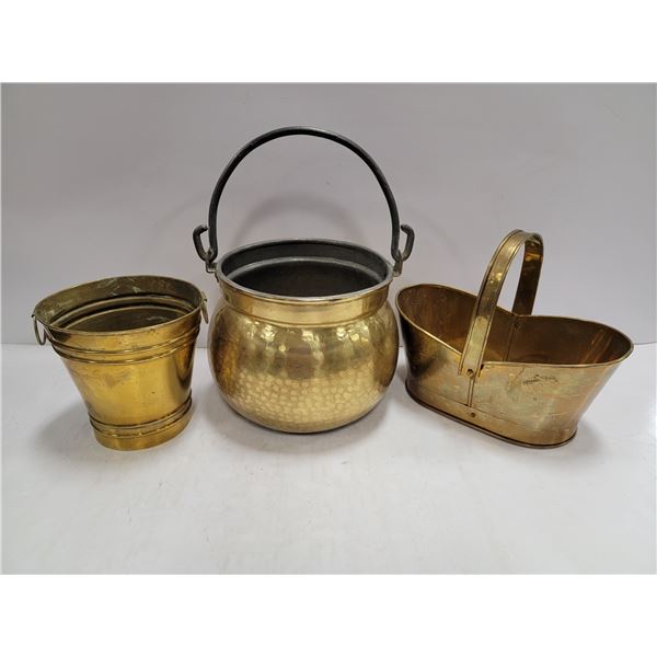 LOT OF BRASS POTS
