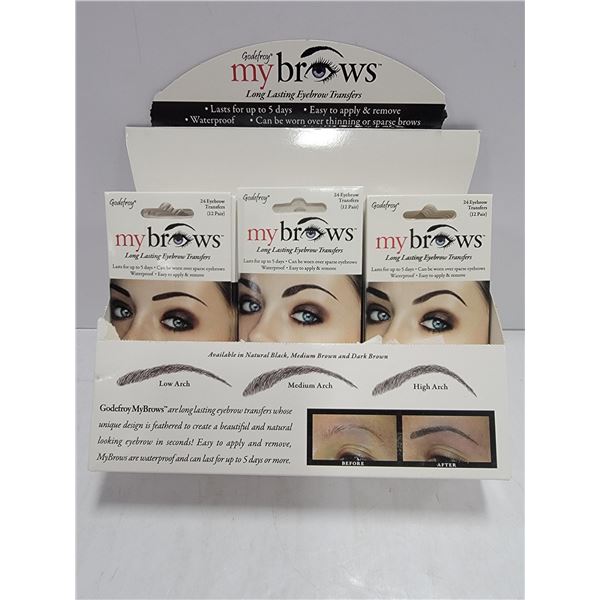 CASE OF 19 MY BROWS EYEBROW TRANSFERS, LASTS UP