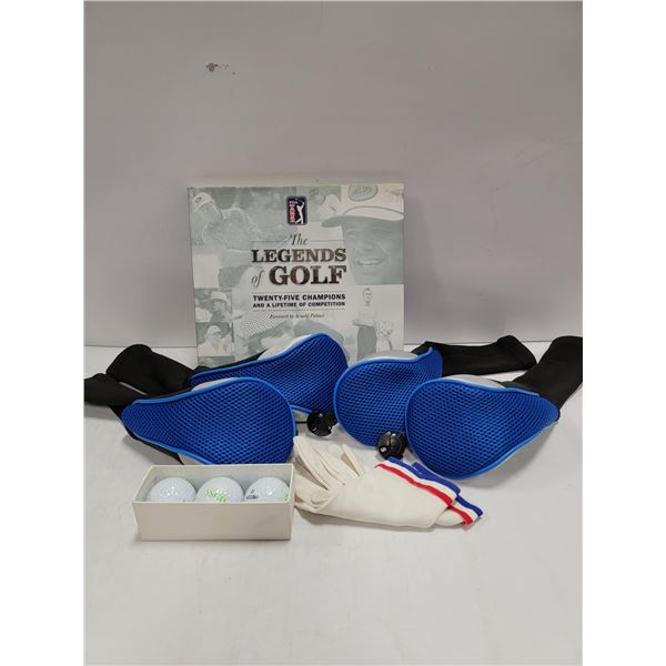 GOLF LOT: INCLUDES NEW BALLS, CLUB PROTECTORS,
