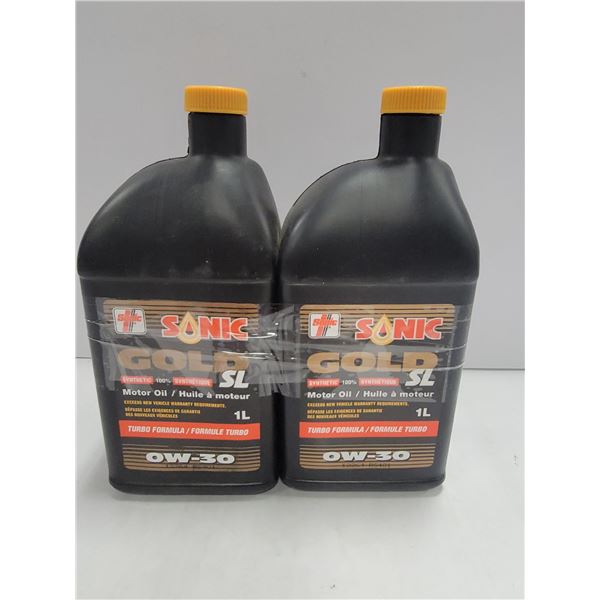 2 JUGS OF SONIC 0W/30 MOTOR OIL, 1 LITRE JUGS