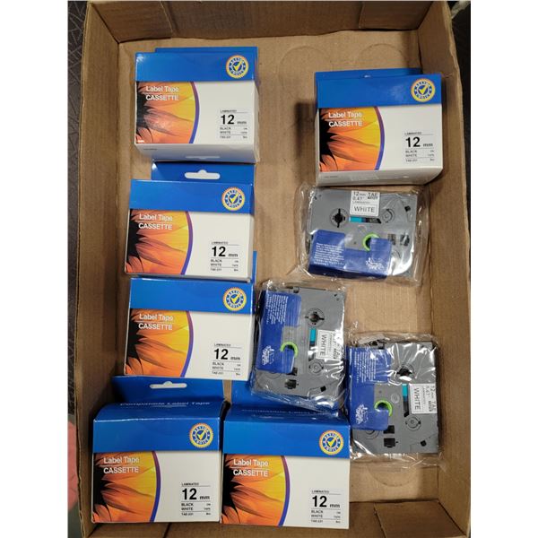 FLAT WITH NEW LABELER TAPES - 12MM - BLACK ON