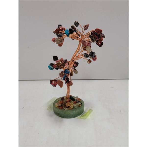 STONE TREE OF LIFE, JADE BASE WITH COPPER